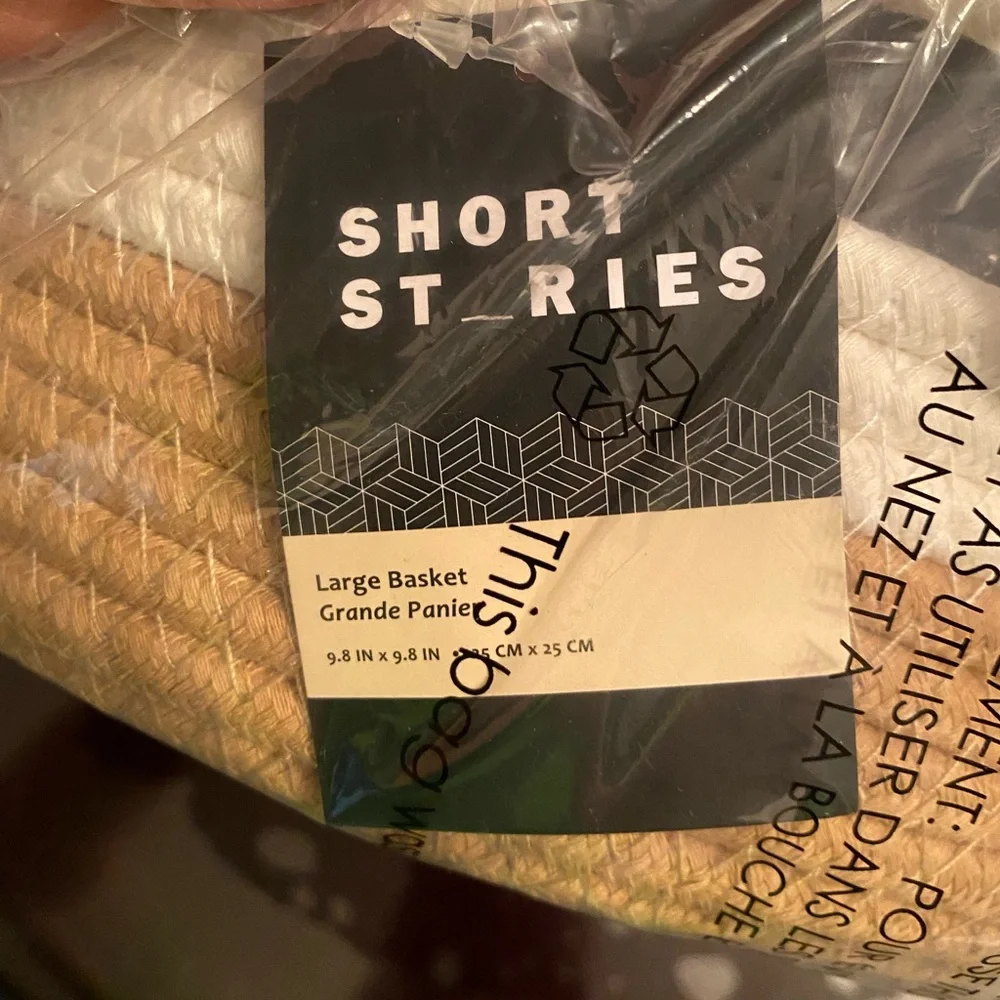 NWT Short Stories Large Rope Basket 9.8”x 9.8” taupe and cream